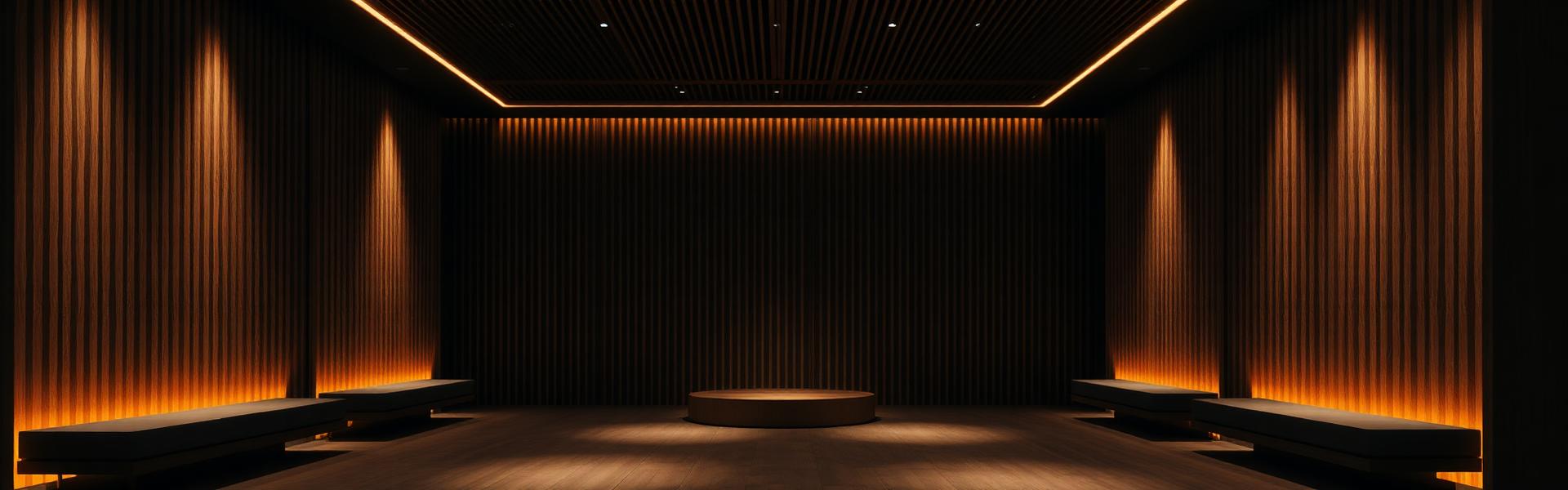 Wooden slat feature wall inside Maruti 360