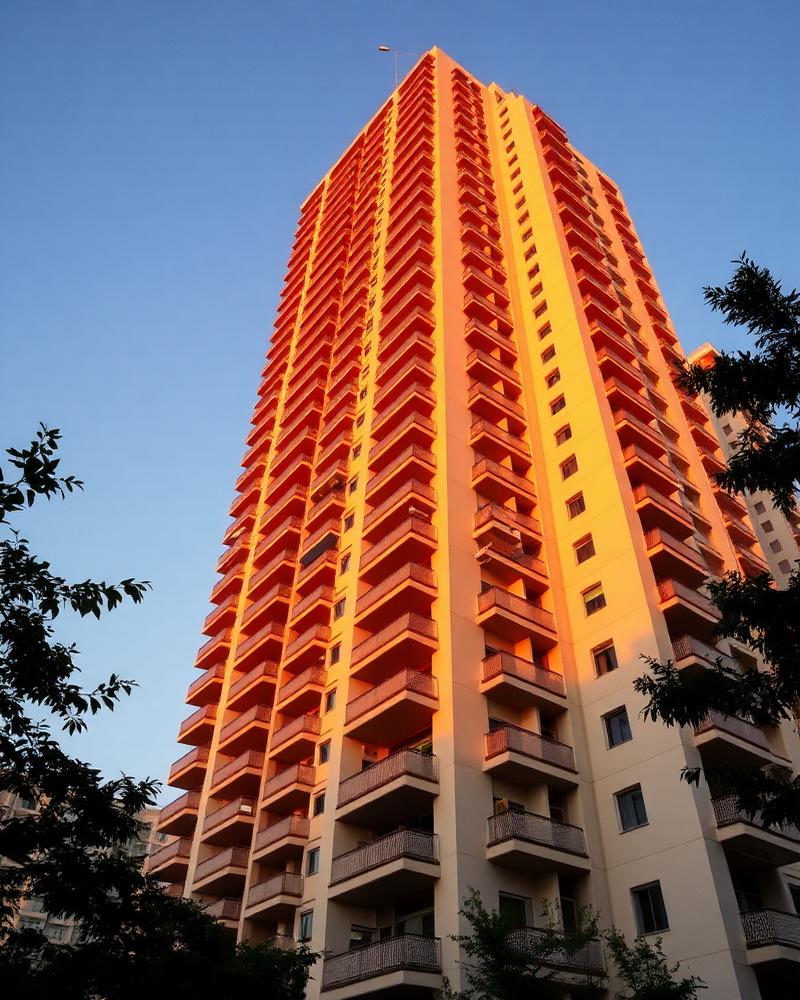A Maruti Buildcon residential tower at golden hour